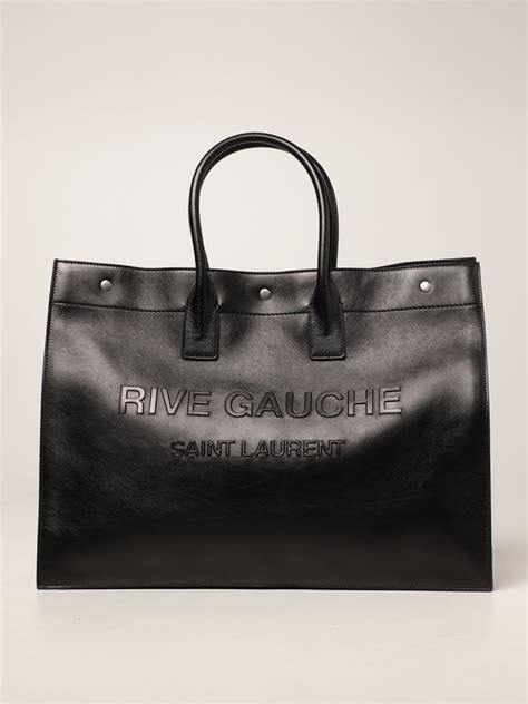 st laurent rive gauche leather tote.